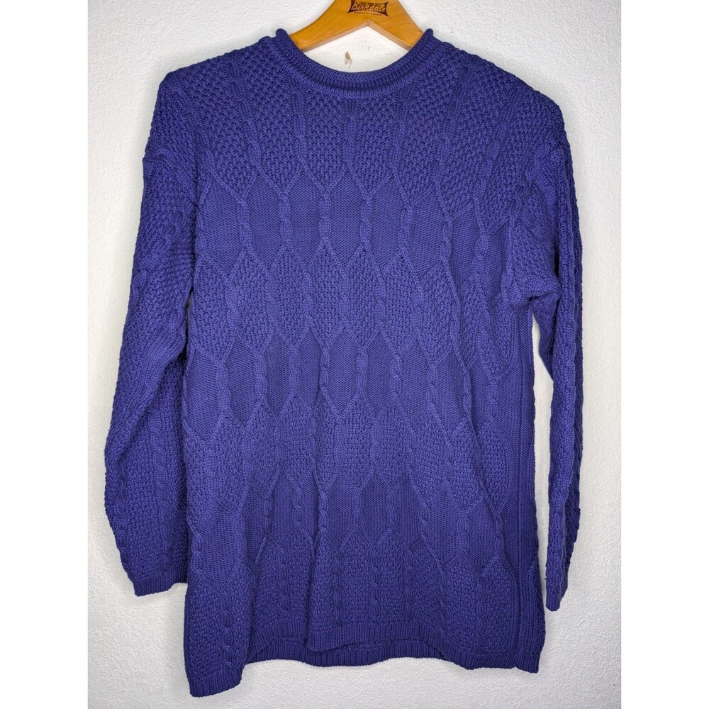 Jeanne Pierre Women Size Small Sweater Cotton Cable Knit Purple (464)